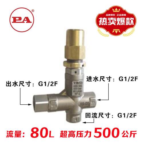 意压大107利PA安全阀VS50荷0 清洗机压泵配500公斤卸套阀
