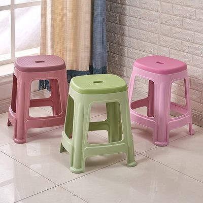 塑料凳子家用加厚成人餐桌高板凳现代客厅朔料方椅子经济型胶登子