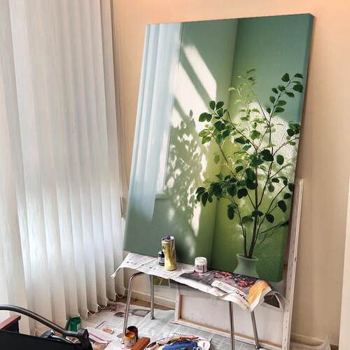 光照》现代简约客厅装饰画植物背景墙挂画沙发落地画小众玄关壁画