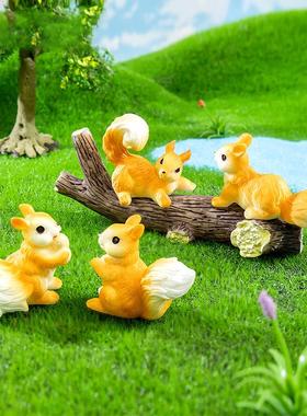 微景观DIY苔藓园艺造景树脂小松鼠宠物缸装饰品配件写实可爱动物