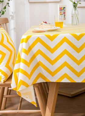 北欧黄色桌布布艺ins野餐露营小清新长方形拍照甜品台餐桌茶几布