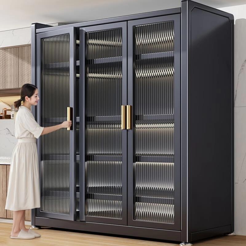 厨房多功能置物架家用餐边柜对开门储物柜一体靠墙橱柜收纳柜碗柜