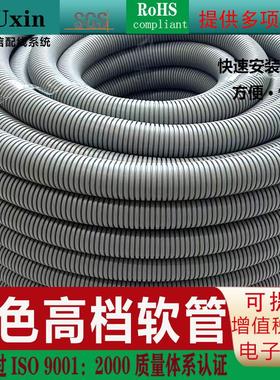 灰色国标加厚塑料波纹软管耐高温防腐蚀PP阻燃PA66尼龙直插式接头