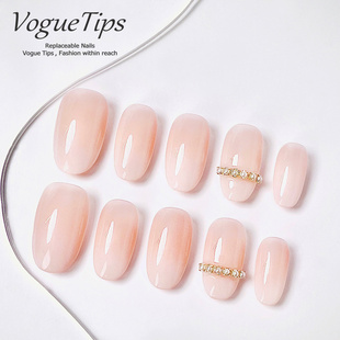 简约纯手工美甲片短椭圆ZB553 穿戴甲韩式 VogueTips 下凡仙子短款