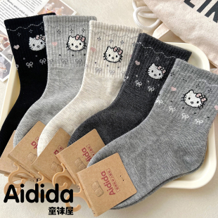 女童袜子秋冬儿童袜新疆长绒棉高筒袜女孩卡通冬季无骨长筒宝宝