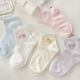 粉色女童袜子夏季 网眼透气卡通纯棉可爱儿童女孩公主a类短袜 薄款