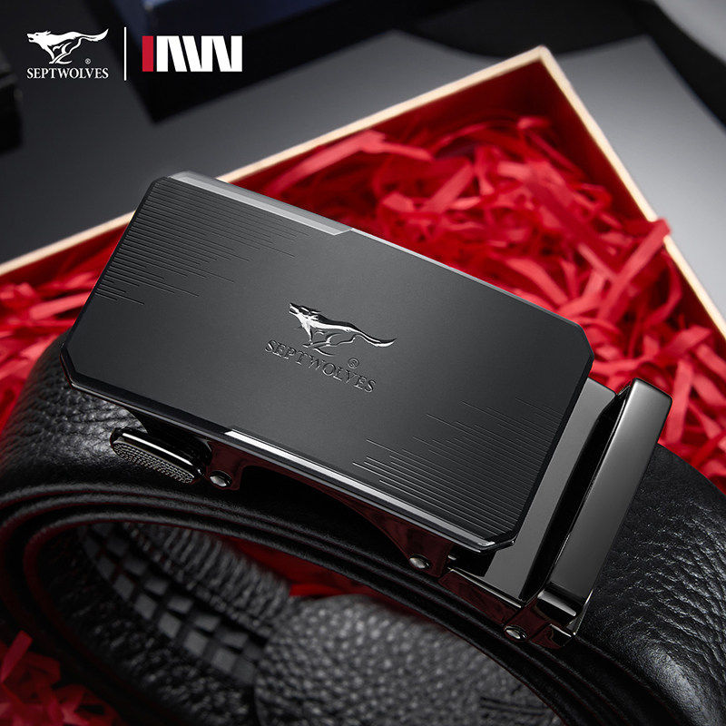 七匹狼皮带男士真皮腰带2026年新款自动扣裤腰带正品牛皮商务裤带