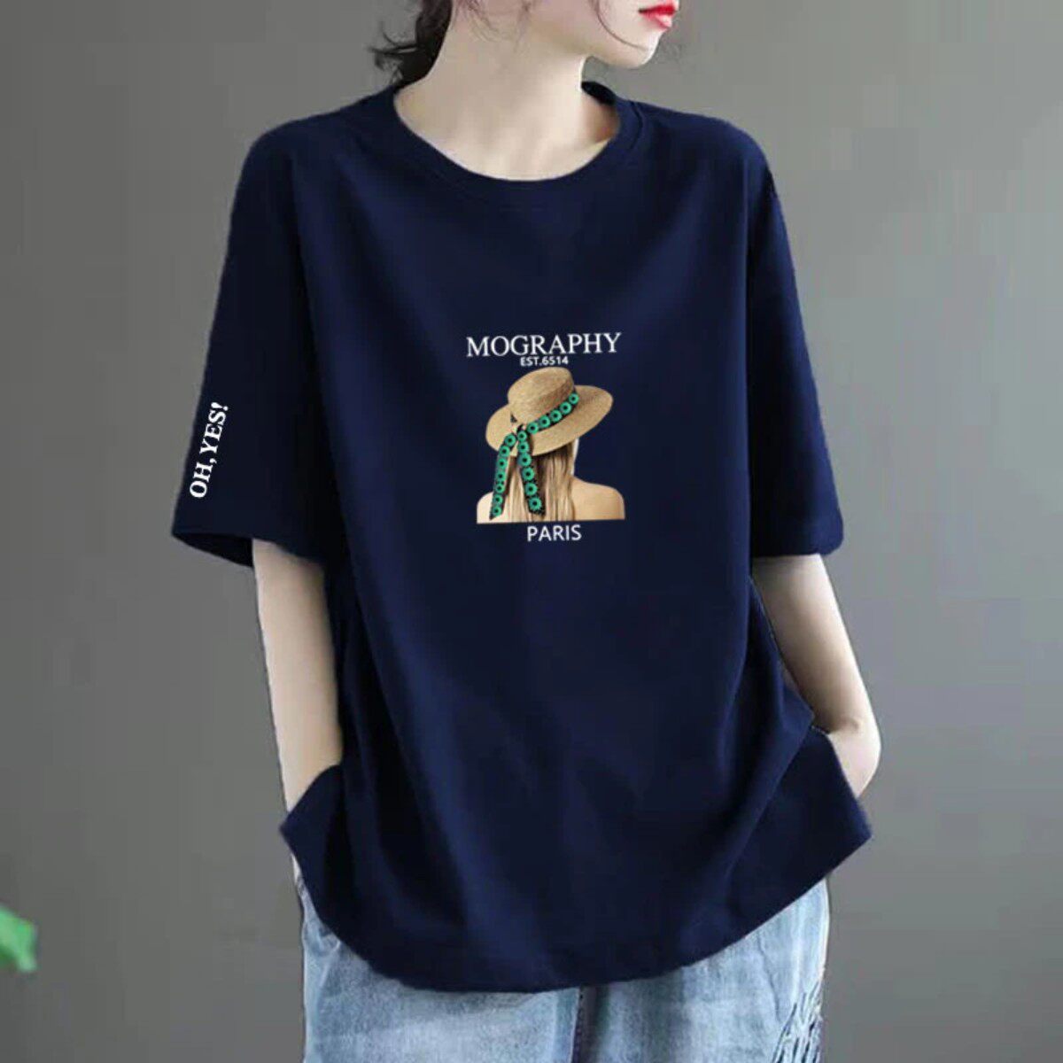 初艺精品女装女士短袖T恤2026新款韩版圆领宽松显瘦印花打底衫
