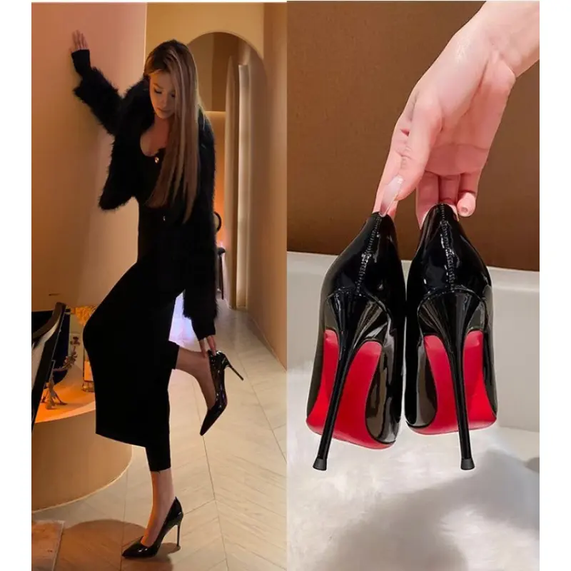 星期捌鞋业新款cl红底高跟鞋黑色性感漆皮职业尖头浅口高跟女鞋,女鞋,婚鞋,淘宝优惠券,粉丝福利购,淘宝优惠卷