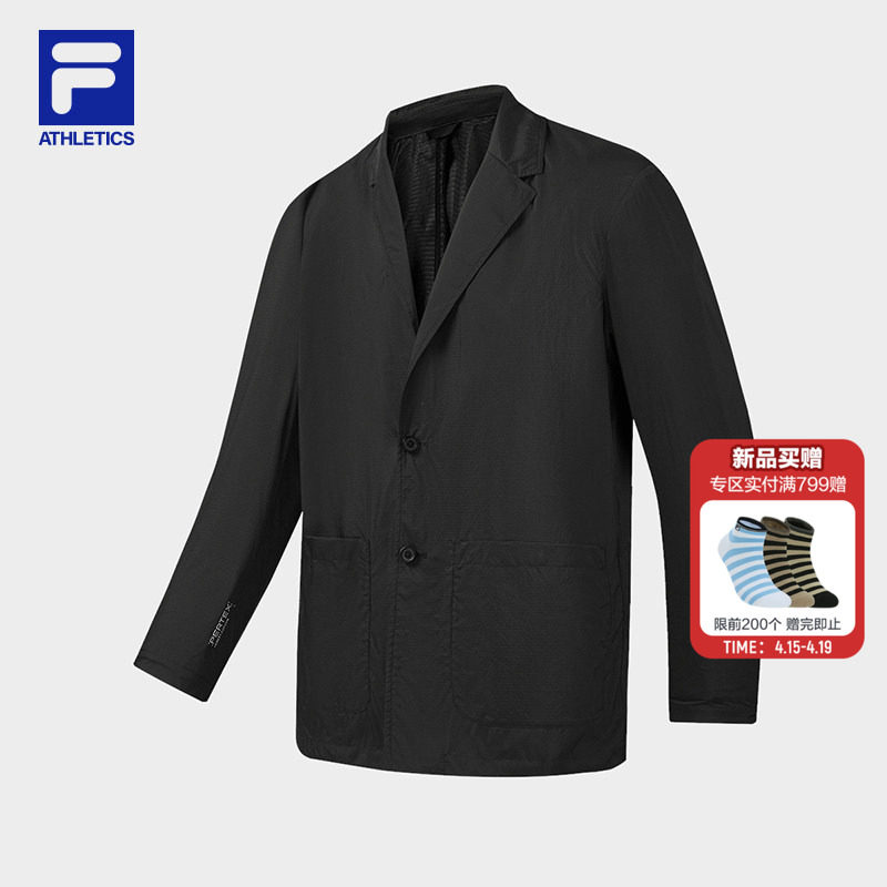 FILA 斐乐官方男士休闲西装2026夏新款长袖开衫翻领通勤商务外套