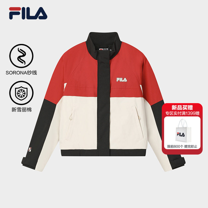 FILA斐乐官方女士保暖棉服2026春新款机车服时尚宽松夹克休闲外套