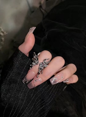 天使之翼蝴蝶戒指女ins潮小众设计感冷淡风开口可调节食指戒