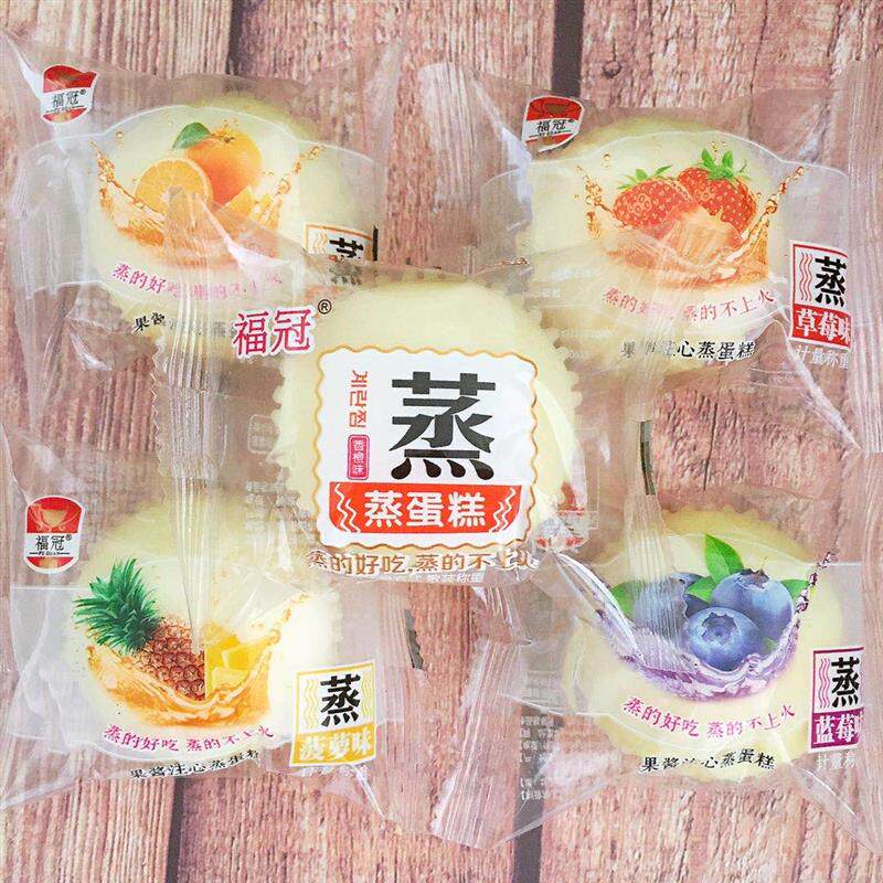 新日期蒸蛋糕1000g果酱注心蛋糕多口味早餐代餐夹心蛋糕整箱