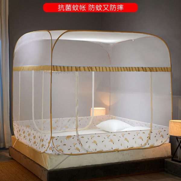 蒙古包蚊帐2024新款家用免安装蚊帐可折叠三开门加密加厚有底无底