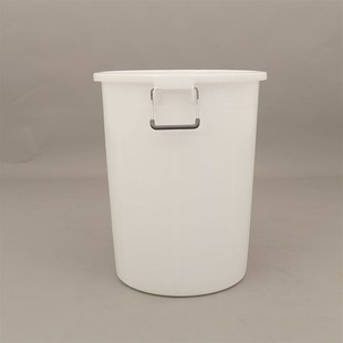60L塑料水桶 加厚带盖塑料圆桶 家用圆形储水发酵桶蓝白色食品桶