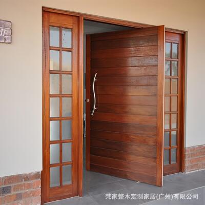 实木门北欧别墅大门双开门农村自建房进户门家用乡村庭院入户门