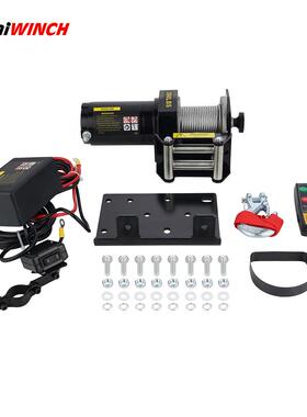 厂家大促销12v/24v2000磅沙滩车绞盘直流电绞盘钢丝绳绞盘