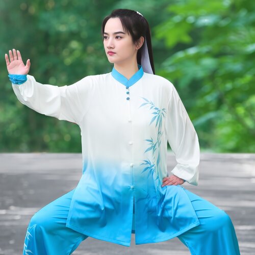 2026夏新款蓝色渐变竹太极服套装