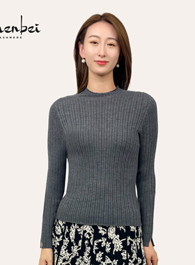 ZB/珍贝秋冬新款品精纺山羊绒100%一体成型半高领女衫时尚/H91085