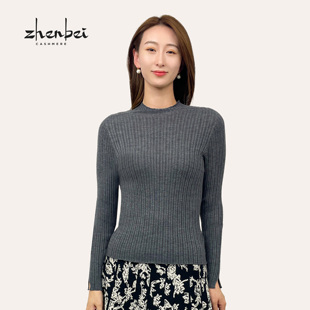 时尚 品精纺山羊绒100%一体成型半高领女衫 H91085 珍贝秋冬新款