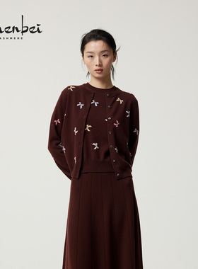 ZB/珍贝2025秋冬新款品高支纱圆领女开衫时尚气质百搭通勤/56535