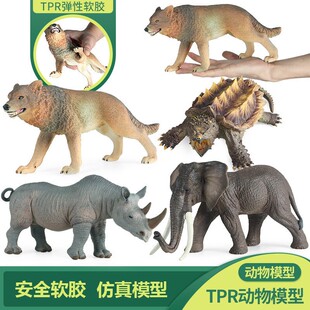 儿童仿真软胶动物模型玩具实心大号犀牛大象狼蛇鳄龟TPR材质摆件