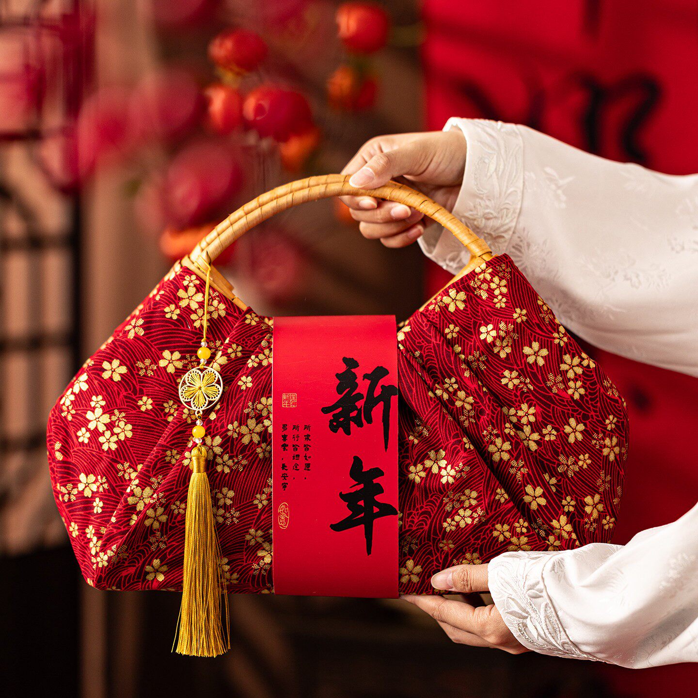 2026新年礼盒包装马年春节饼乾坚果年货礼品伴手礼盒竹编篮空盒