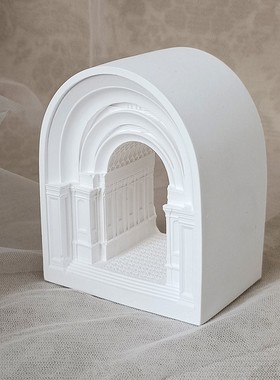 ins风北欧简约现代拱形建筑石膏香薰小摆件桌面创意装饰复古礼物