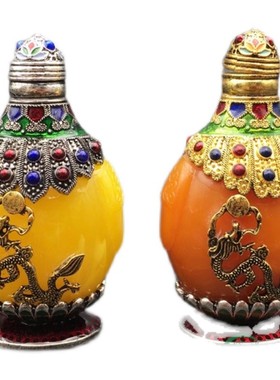 复古镂空铜铸鼻烟壶工艺礼品客厅装饰摆件古玩仿古老货铜器壶把件