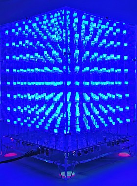 3D8光立方套件C51单片机MP3音乐频谱彩色8X8X8LED电子DIY制作散件