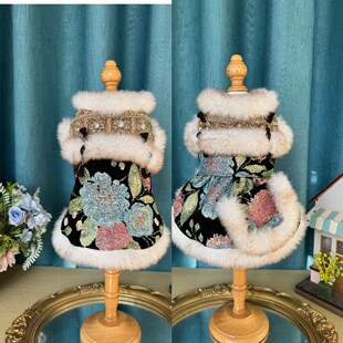 原创手工宠物狗狗猫咪衣服秋冬款加厚保暖唐装拜年服过年装