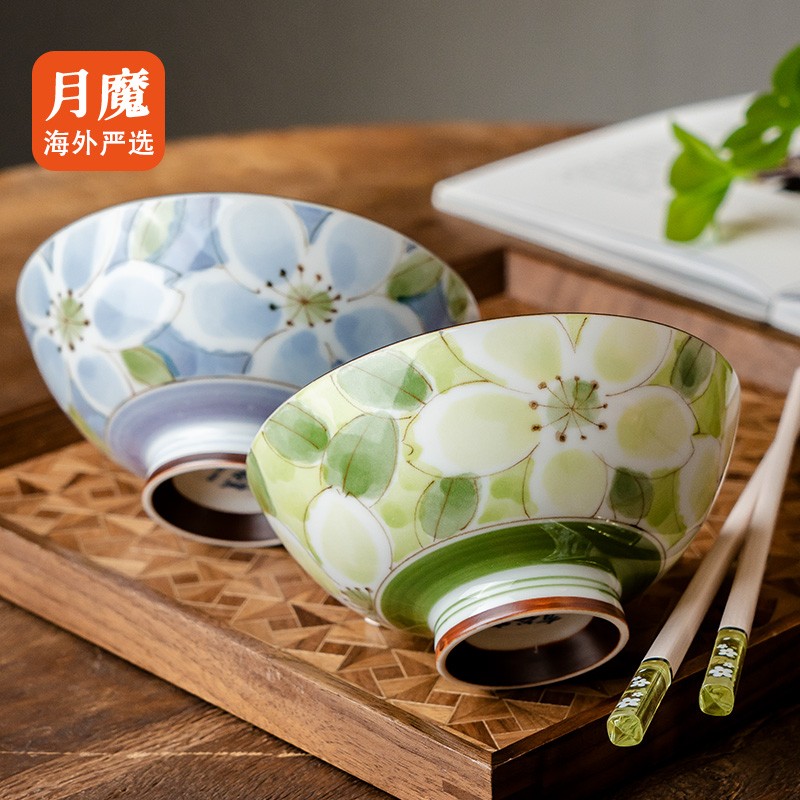 美浓烧进口陶瓷碗个人专用日式高颜值米饭碗具家用餐具釉下彩汤碗