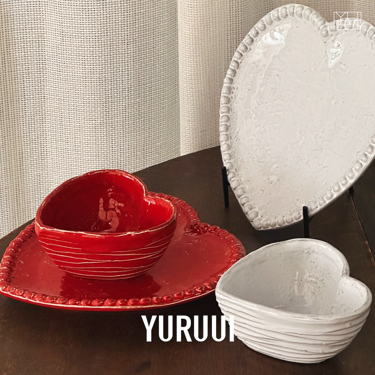 [YURUUI设计师]意大利Virginia Casa心心粗陶瓷水果碗沙拉盘平盘