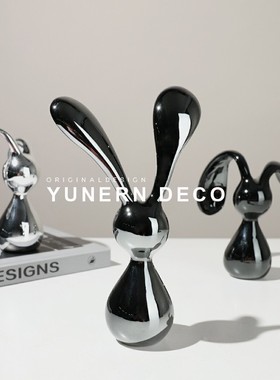 简约现代创意电镀卡通兔家居儿童房电视柜摆件样板房间软装饰品