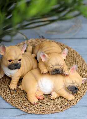 呆萌可爱法斗牛犬家居田园花园别墅摆件装饰品树脂工艺桌面礼品物