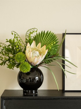 北欧仿生帝王花客厅玄关质感花艺装饰假花仿真花手札花束干花摆件