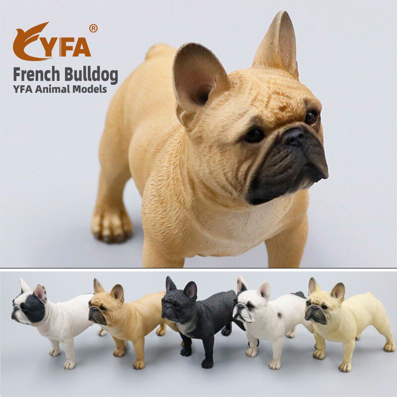 YFA模玩仿真法国斗牛犬狗模型网红站姿法斗车载摆件法牛手办公仔