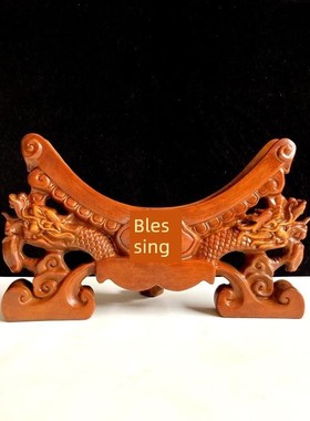 玉石平安扣底座摆件树脂福字三角龙单座客厅桌面招财装饰送礼中式