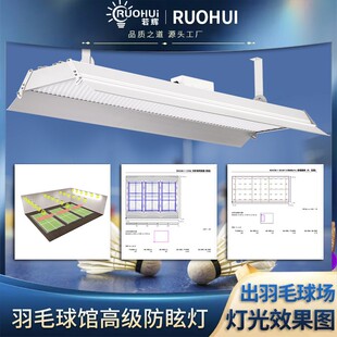 若辉室内羽毛球馆灯防刺眼防眩目体育篮球乒乓球馆排灯LED天棚灯