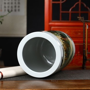 景德镇陶瓷花瓶青花瓷书画缸卷轴缸字画筒画轴收纳桶客厅书房摆件