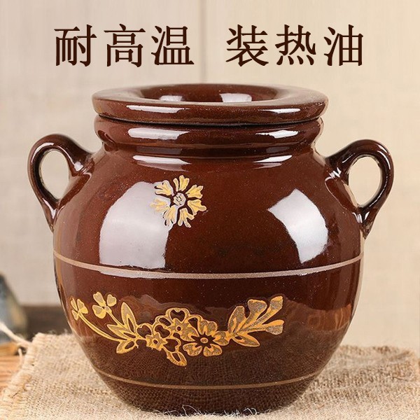 油罐厨房家用陶瓷油壶耐高温茶油储存罐花生油罐子储油罐装油容器