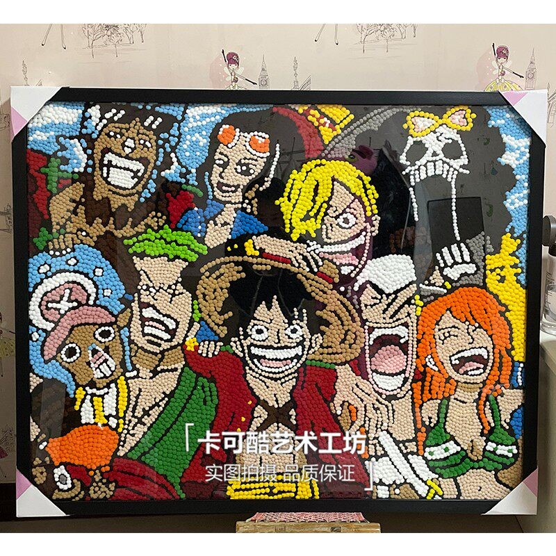 diy向日葵毛球画手工海贼王乔巴鲁夫男朋友礼物拼图填色装饰画