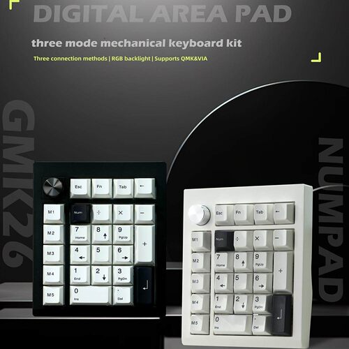 ZUOYA三模GMK26蓝牙机械数字小键盘蓝牙2.4G旋钮QMK/VIA