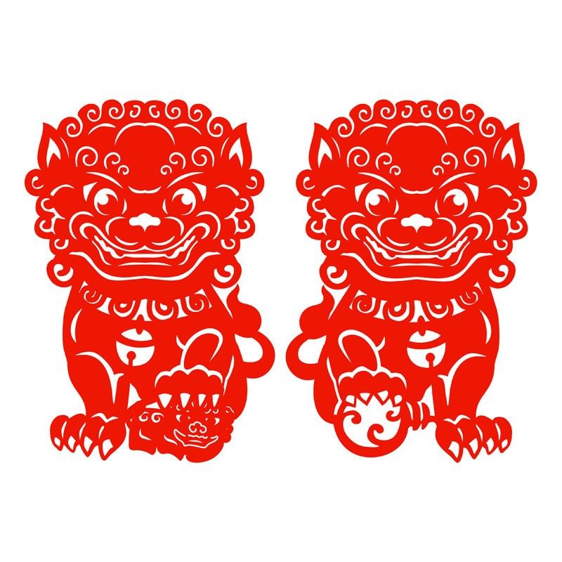 狮子窗花贴纸玻璃门贴剪纸新年春节防水不乾胶2026马年新年年画,节庆用品/礼品,喜字/剪纸/贴纸,淘宝优惠券,粉丝福利购,淘宝优惠卷