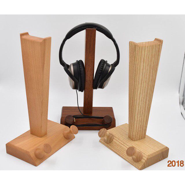创意实木手工精制带绕线耳机架实木大耳机架实木耳机展示架