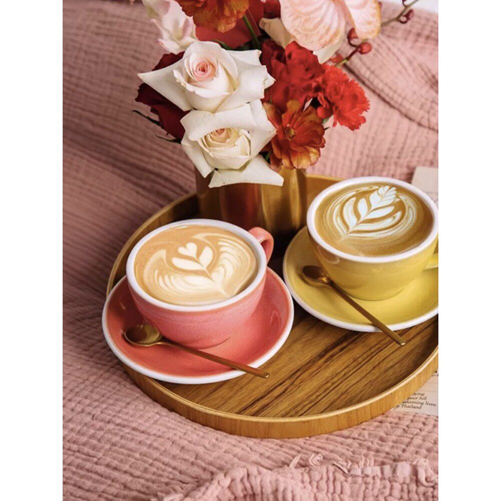 爱陶乐300ML卡布陶瓷咖啡杯情侣杯拿铁拉花浓缩杯礼物杯多色蝶装