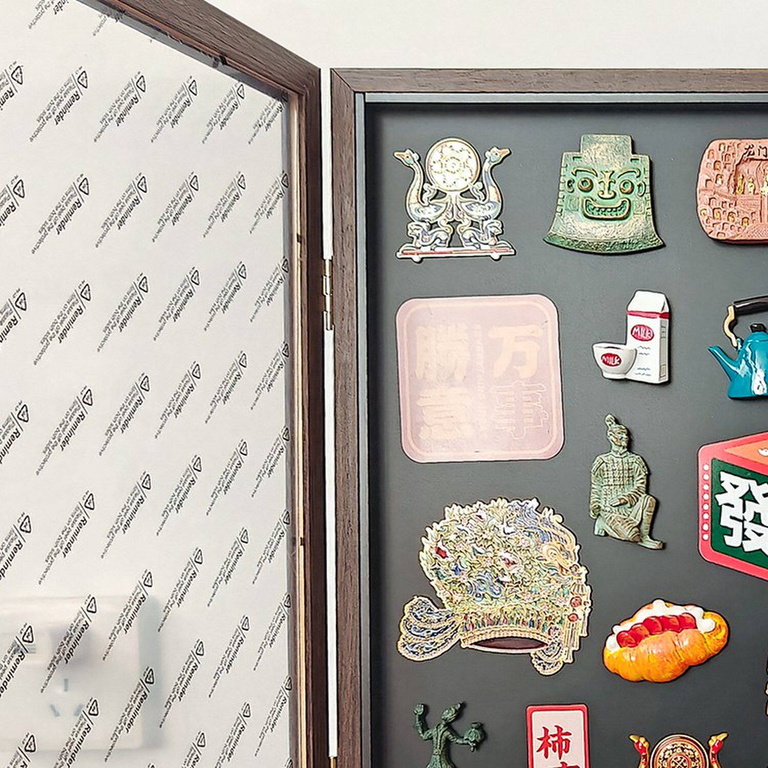 磁吸小黑板冰箱贴展示板磁铁收纳板电表箱遮挡板实木相框带防尘