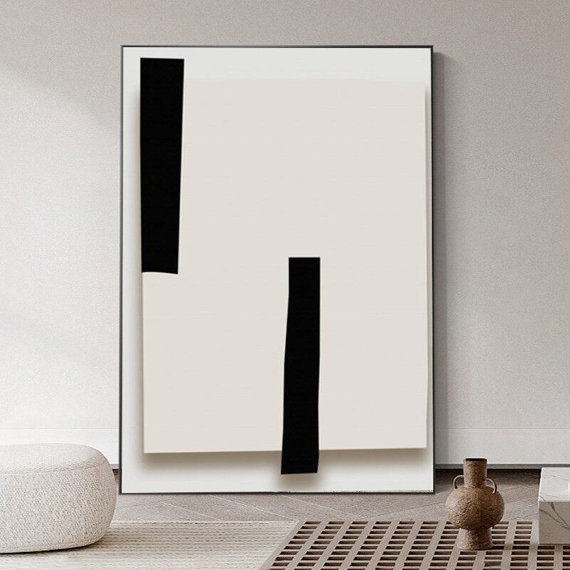 现代简约极简玄关装饰画客厅沙发背景墙落地黑白高级感侘寂风挂画
