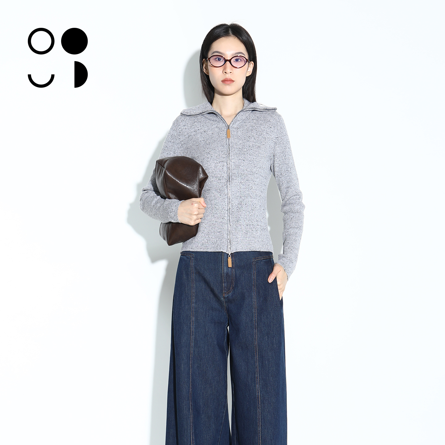 WZWJ短款双拉链翻领修身羊毛针织