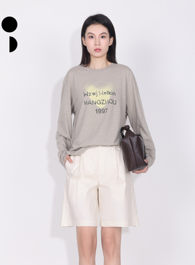 WZWJ/未知未觉短款宽松内搭慵懒松弛字母印花长袖T恤女W611T19703